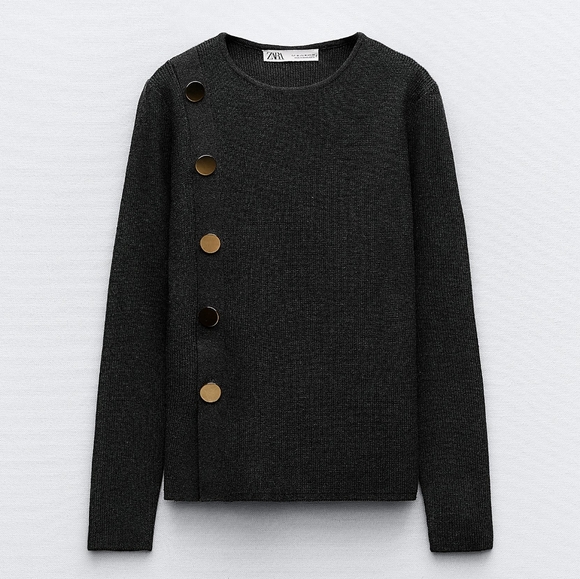 New Zara Side Button Knit Sweater - Picture 1 of 8